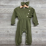 Textured Braided Jumpsuit Ruffles & Hair Bow 9-12M