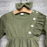 Textured Braided Jumpsuit Ruffles & Hair Bow 9-12M