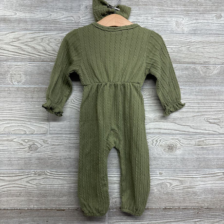 Textured Braided Jumpsuit Ruffles & Hair Bow 9-12M