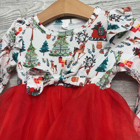 Tutu LS Dress Christmas Tree Dress 9-12M