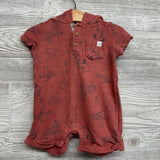 Henley Shorty Romper W/ Hood Animals 6M