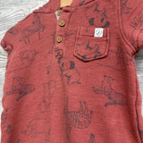 Henley Shorty Romper W/ Hood Animals 6M