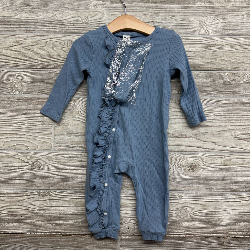 Ribbed Outfit Ruffles & Headband 12-18M
