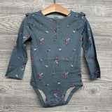 Henley Bodysuit Ruffles & Flowers 24M