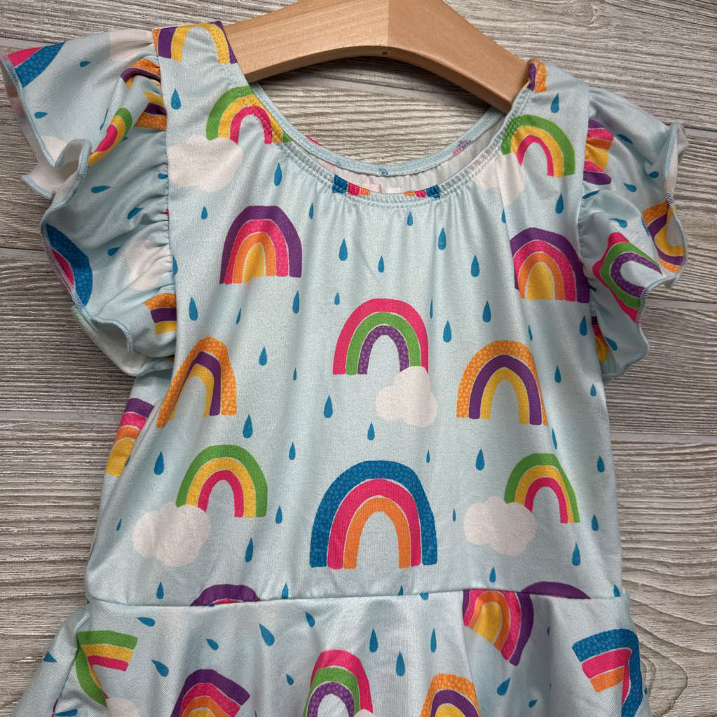 Flutter Sleeve Romper Rainbows & Rain Drops 5-6