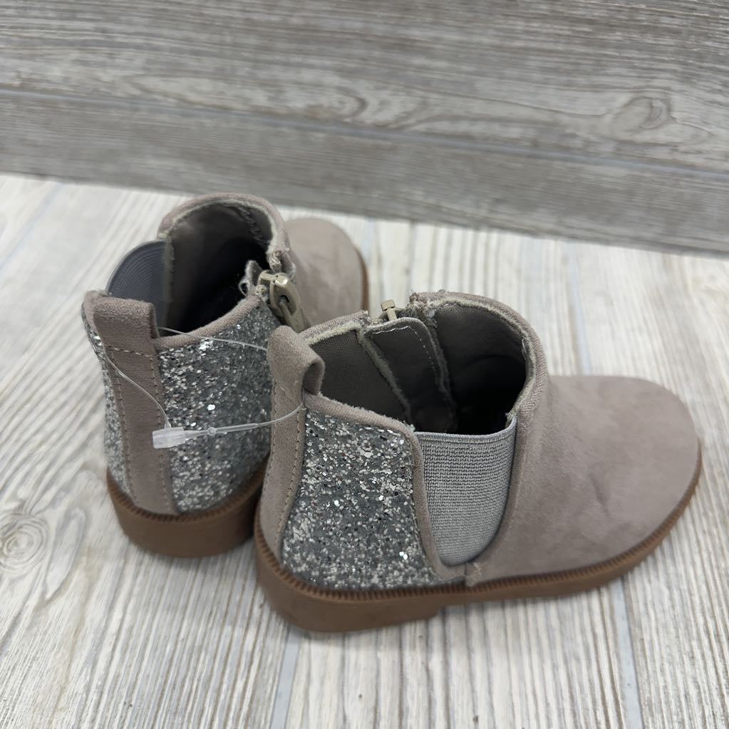 Side Zip Ankle Boots Glitter Heel 7c