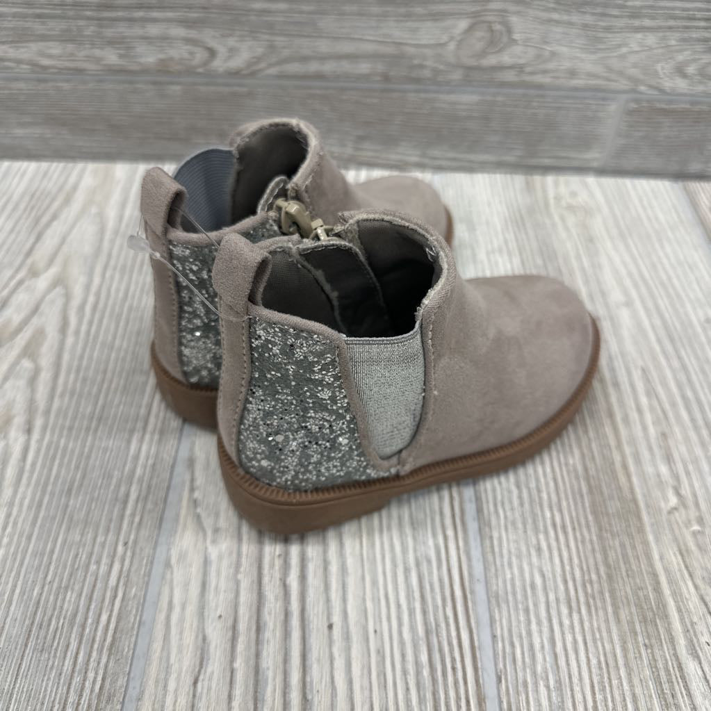 Side Zip Ankle Boots Glitter Heel 6c