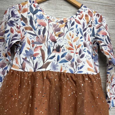 Sequin Tutu LS Dress Flowers 10-12