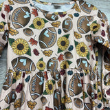 NEW LS Dress Footballs & Sunflowers 10-12