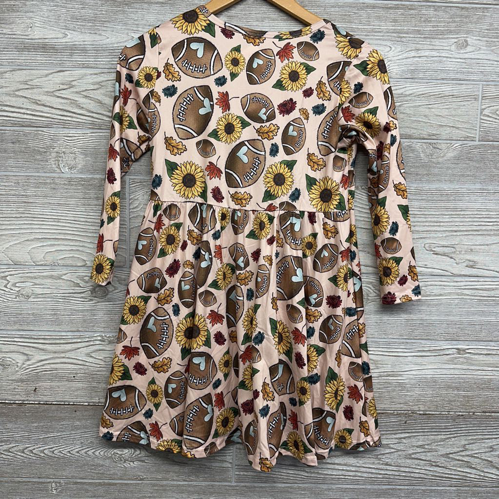 NEW LS Dress Footballs & Sunflowers 10-12