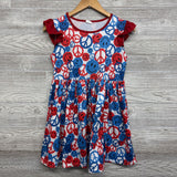 Flutter Sleeve Dress Smiley Face & Peace Signs 10-12