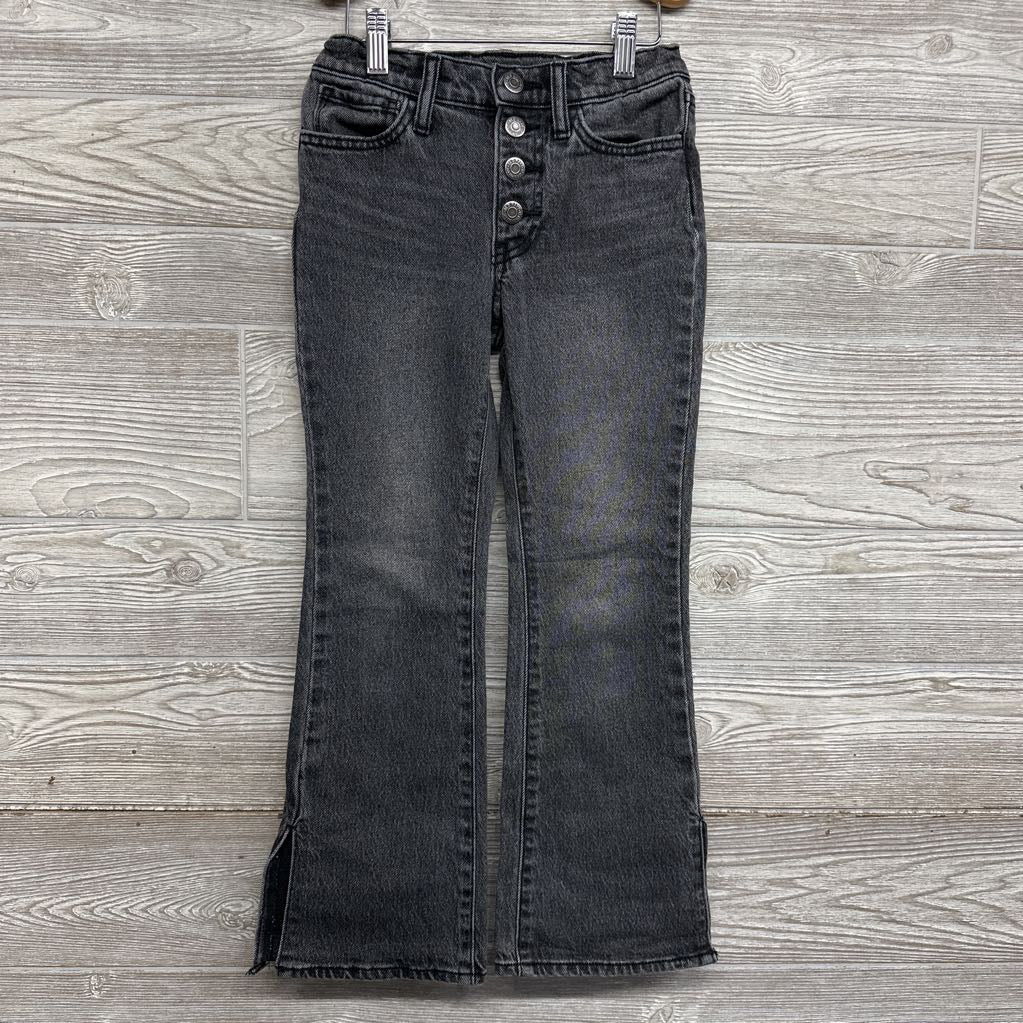 High Rise Flare Jeans Slit Hem 8
