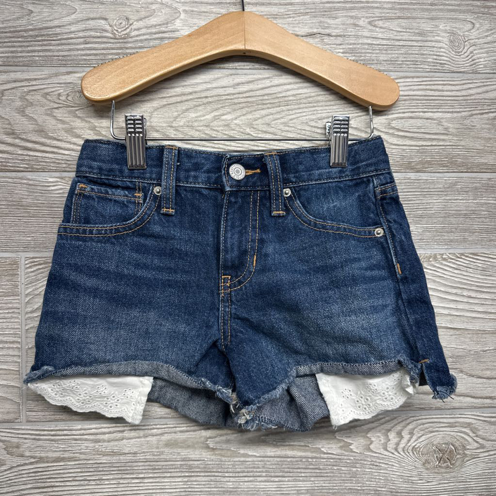High Rise Denim Shorts Eyelet Pockets 7
