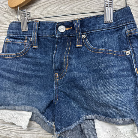 High Rise Denim Shorts Eyelet Pockets 7