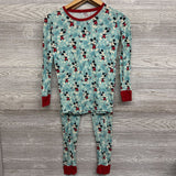 2 Pc LS Bamboo PJs Mickey Mouse Snowflakes 12-14