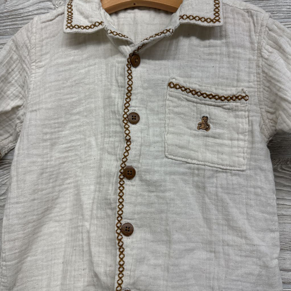 Muslin Button Up Shirt Chest Pocket & Pull On Shorts 5