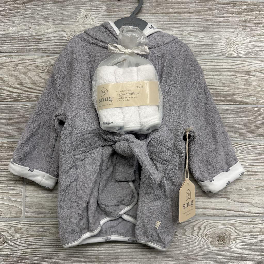 NEW Terry Bath Robe & Washcloths 0-9M