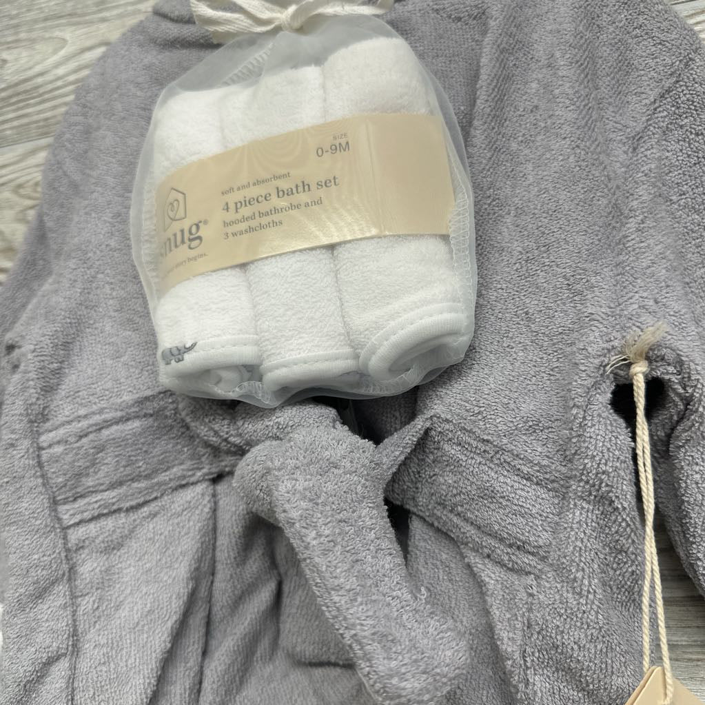 NEW Terry Bath Robe & Washcloths 0-9M