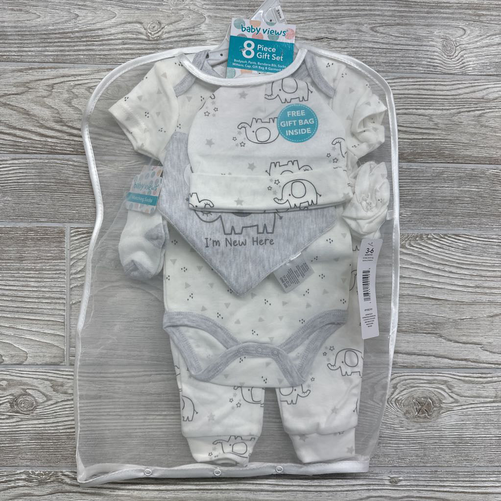 NEW 8 Pc Gift Set Elephants Triangles 3-6M