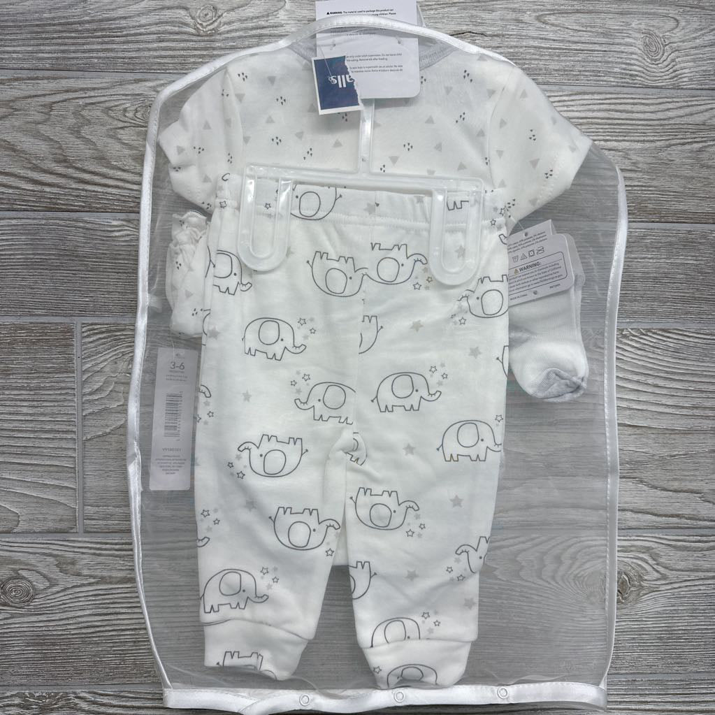 NEW 8 Pc Gift Set Elephants Triangles 3-6M