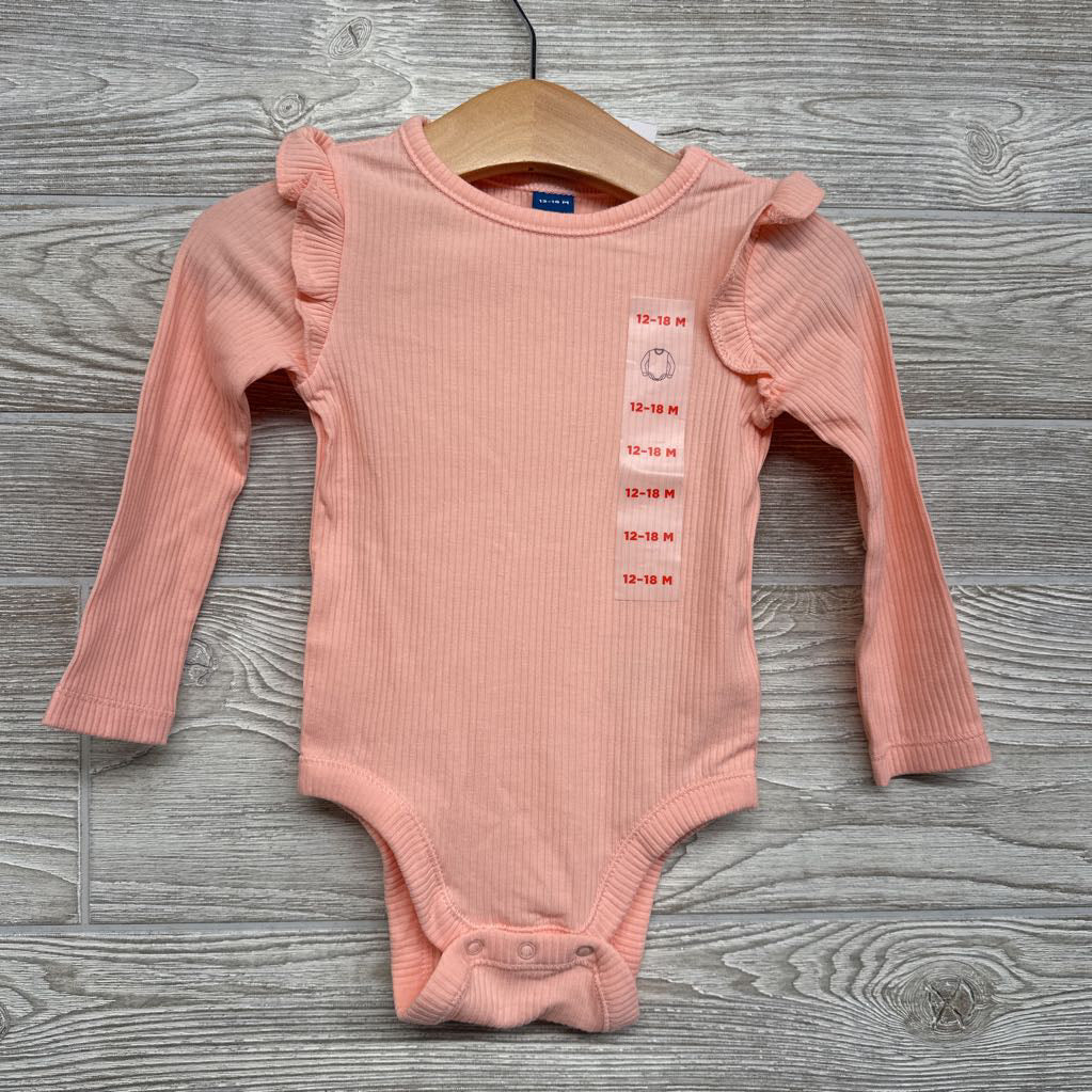 NEW LS Ribbed Bodysuit Flutter Sleeves 12-18M