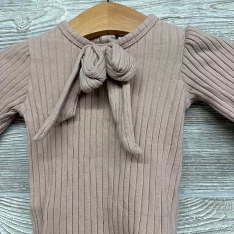 LS Ribbed Bodysuit Bow 3-6M