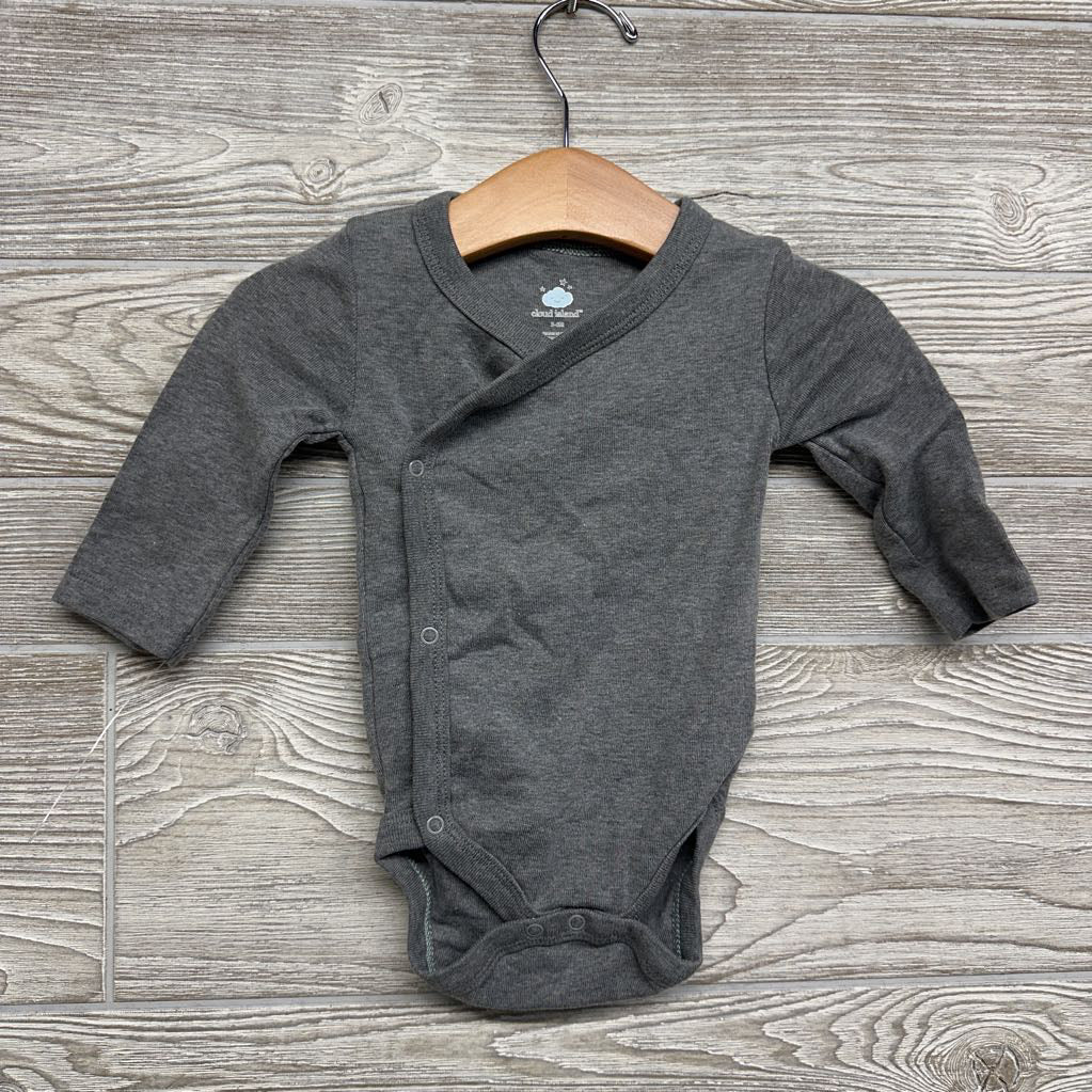 3 Pk LS Side Snap Bodysuits ++ Solid 3-6M