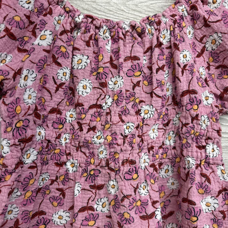 Gauze Smocked Shirt Flowers 10-12