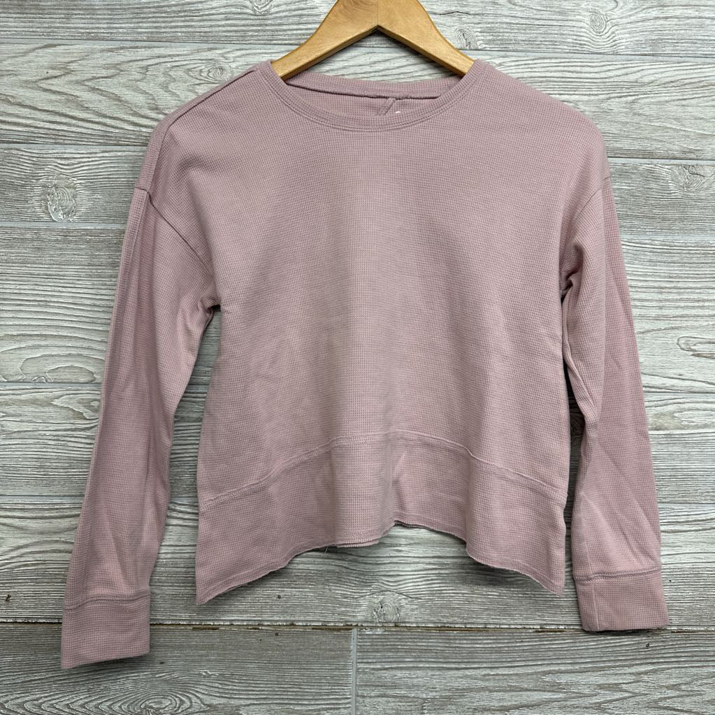 LS Cropped Waffle Knit Shirt Keyhole Back 14