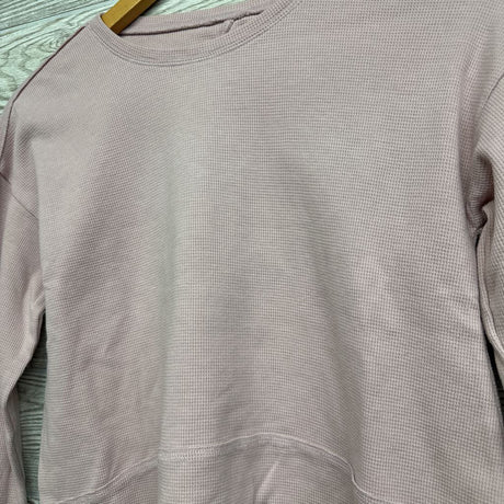LS Cropped Waffle Knit Shirt Keyhole Back 14