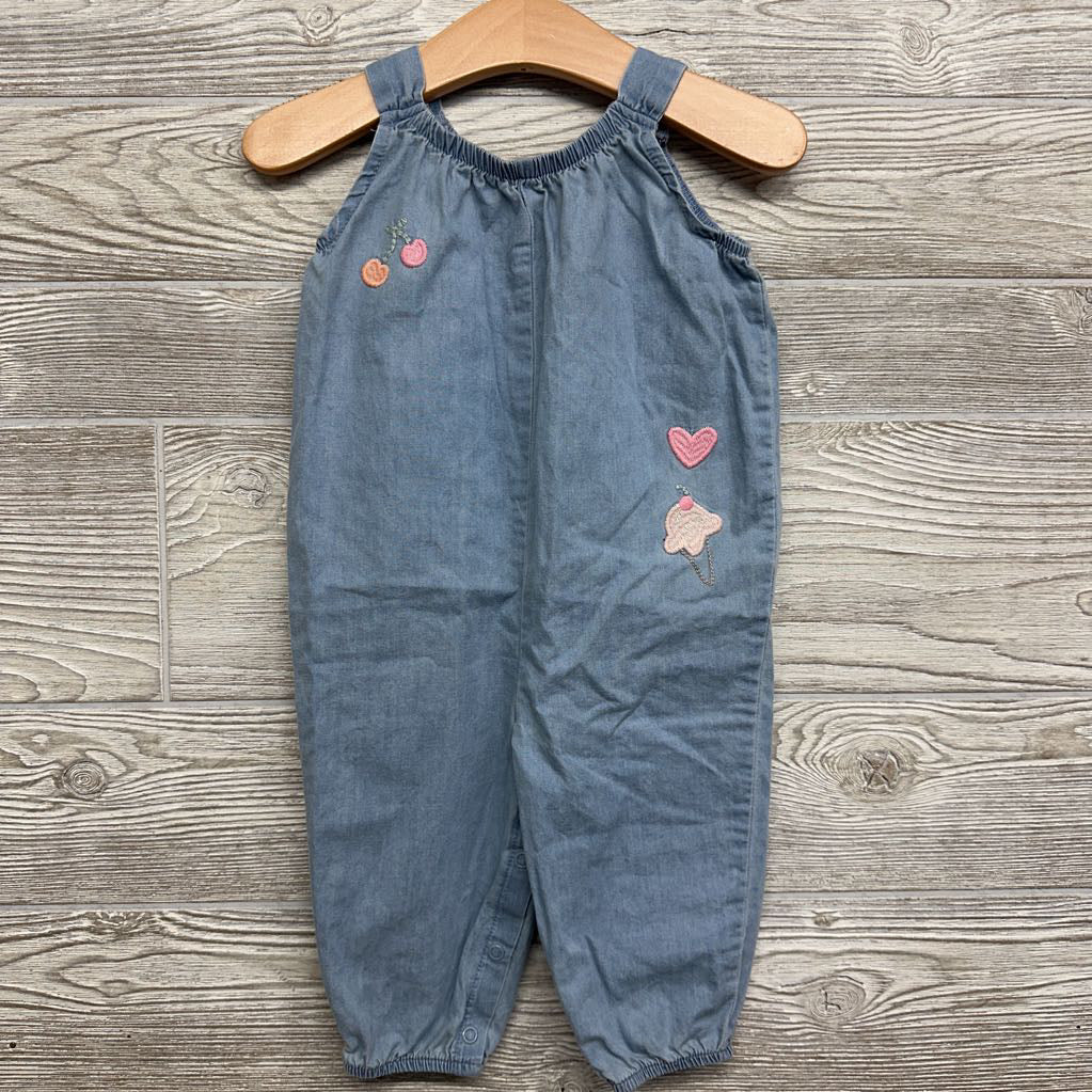 Chambray Tank Romper Cherries Ice Cream Cones 9M