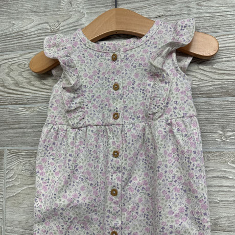 Textured Flutter Sleeve Outfit Flowers 9M