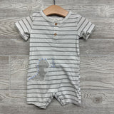Henley Shorty Romper Stripes Dinosaur 6-9M