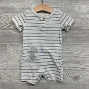 Henley Shorty Romper Stripes Dinosaur 6-9M