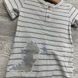 Henley Shorty Romper Stripes Dinosaur 6-9M