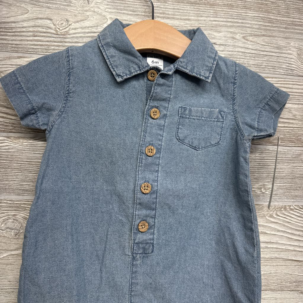 NEW Chambray Button Up Shorty Romper 6M