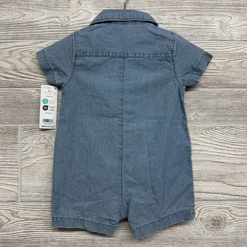 NEW Chambray Button Up Shorty Romper 6M