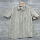 Linen Blend Button Up Shirt Stripes Chest Pocket 5