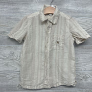 Linen Blend Button Up Shirt Stripes Chest Pocket 5