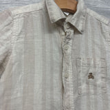 Linen Blend Button Up Shirt Stripes Chest Pocket 5