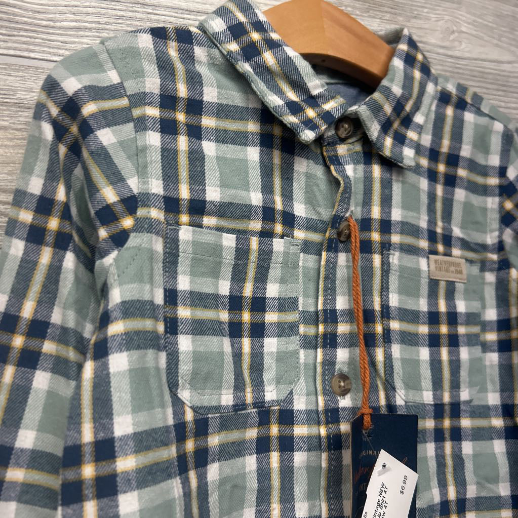 NEW Plaid LS Button Up Shirt 4T