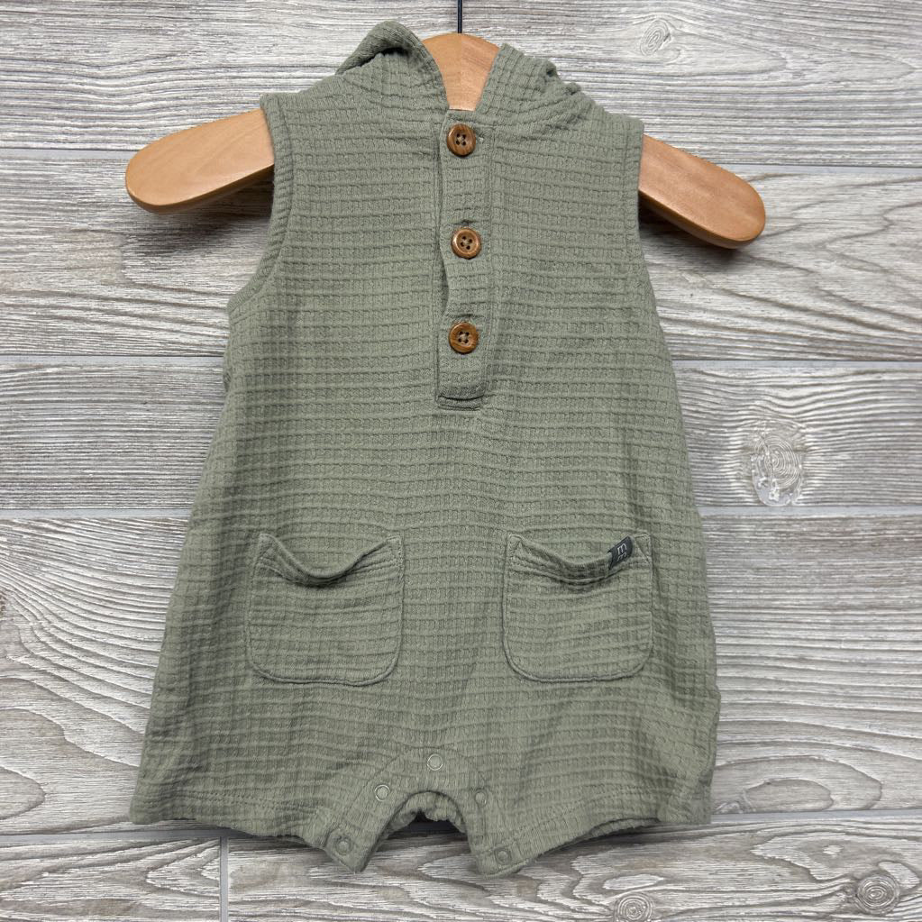 Waffle Knit Tank Shorty Romper W/ Hood 6-9M