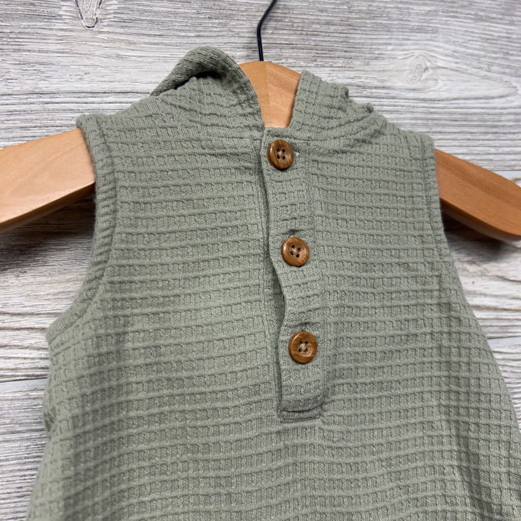 Waffle Knit Tank Shorty Romper W/ Hood 6-9M