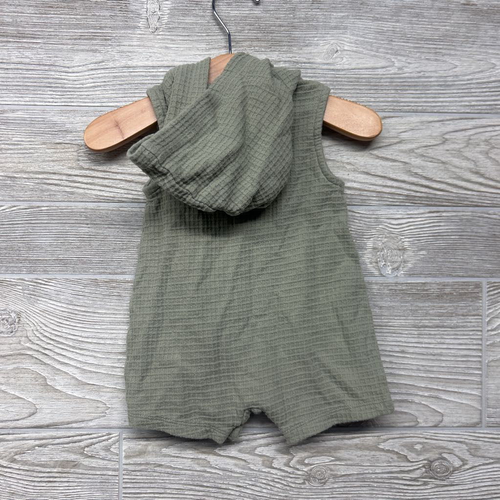 Waffle Knit Tank Shorty Romper W/ Hood 6-9M