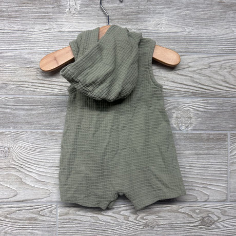 Waffle Knit Tank Shorty Romper W/ Hood 6-9M