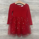 LS Ribbed Tulle Dress Metallic Stars 2T