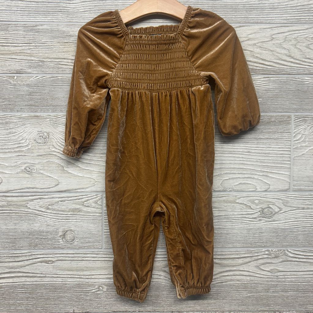 LS Smocked Velvet Outfit 6-12M