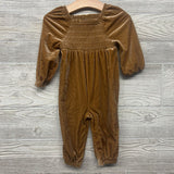LS Smocked Velvet Outfit 6-12M