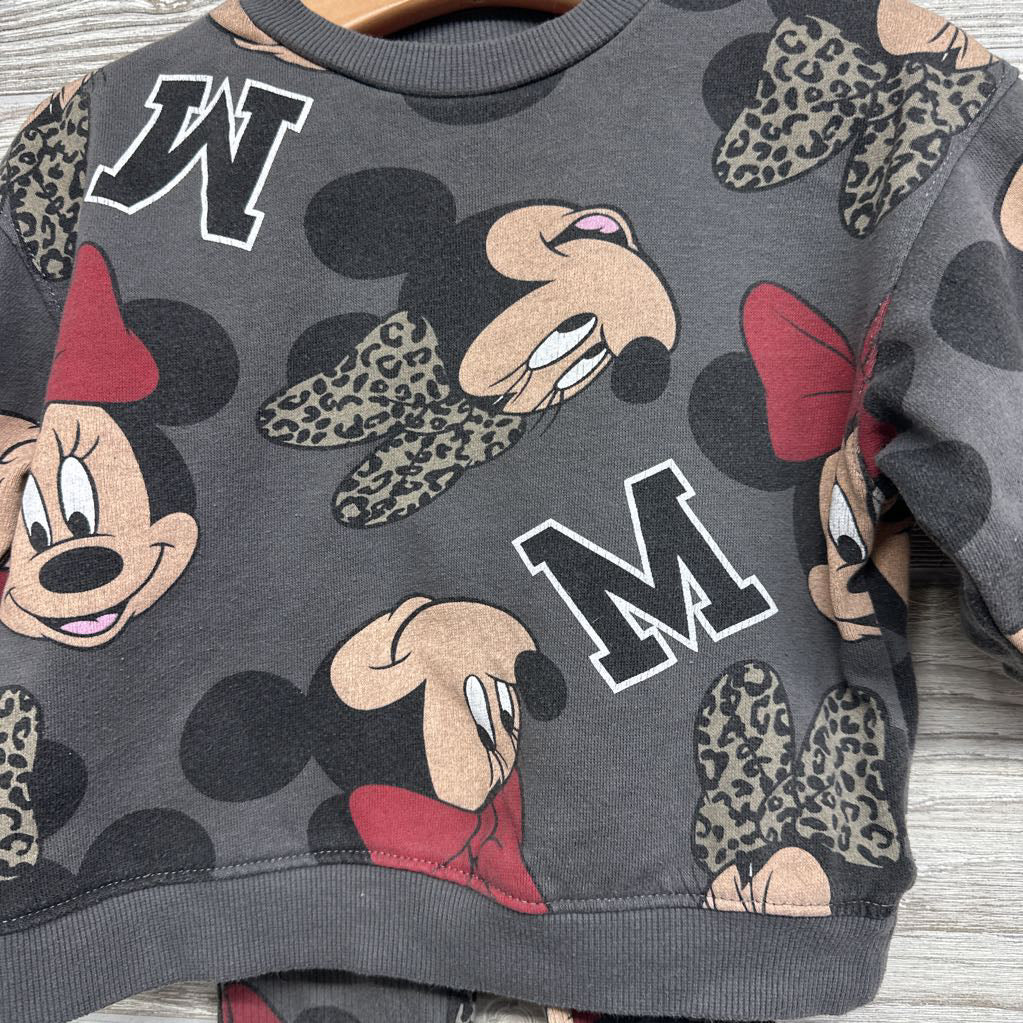 Crewneck & Ribbed Flare Pants Lettuce Trim Minnie Mouse 18M *