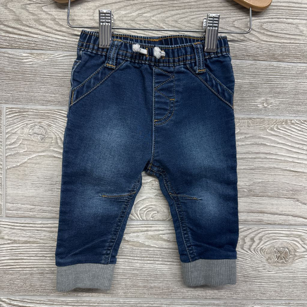 Knit Denim Drawstring Joggers 3-6M